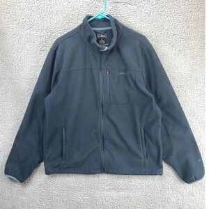 L.L. Bean Fleece Jacket Full Zip Polartec Mens Large Navy Blue Outdoor Warm Coat
